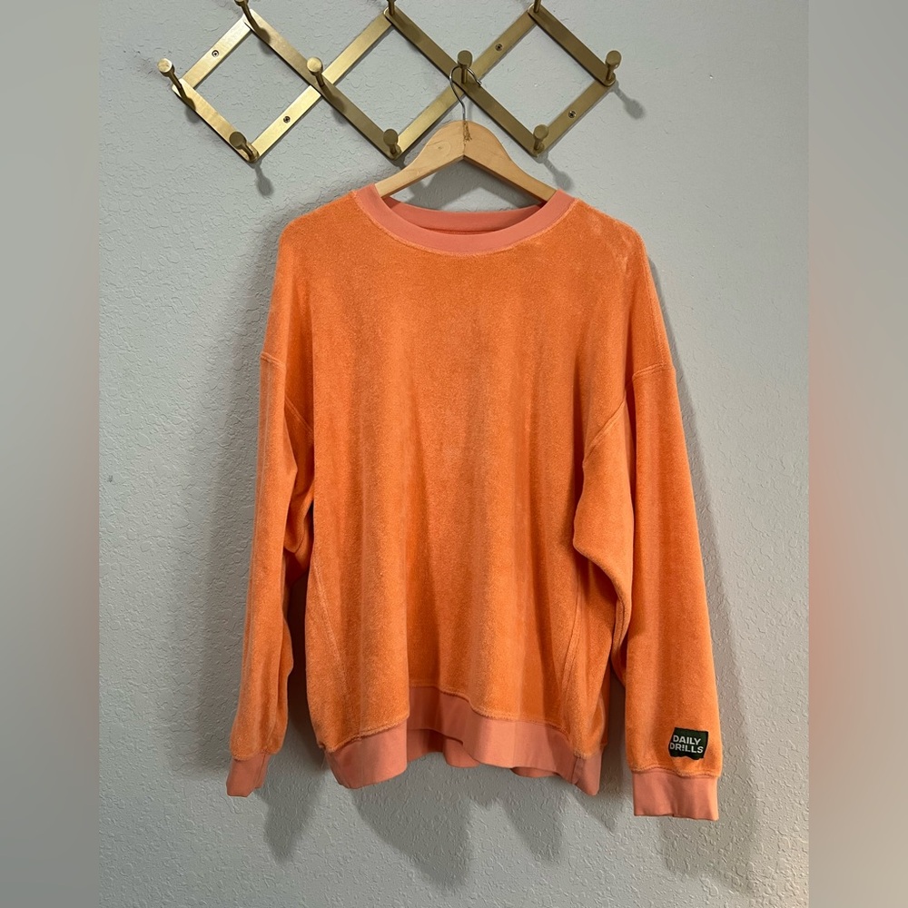 Daily Drills Oversized Terry Crew, New, XS/S, Orange